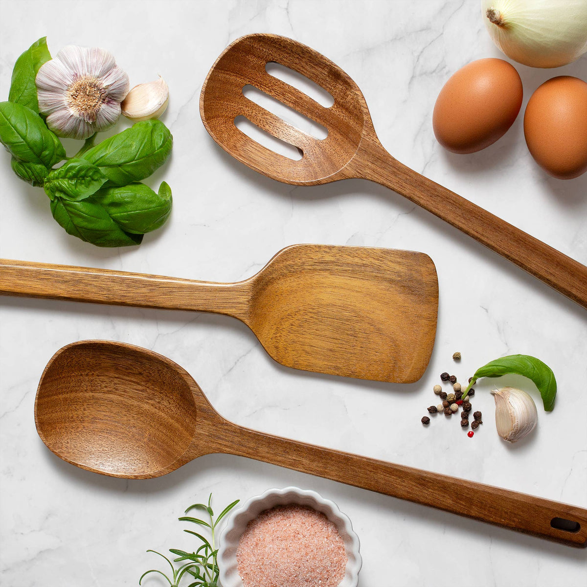 Acacia Wood Cooking Utensils Set for Nonstick Pans