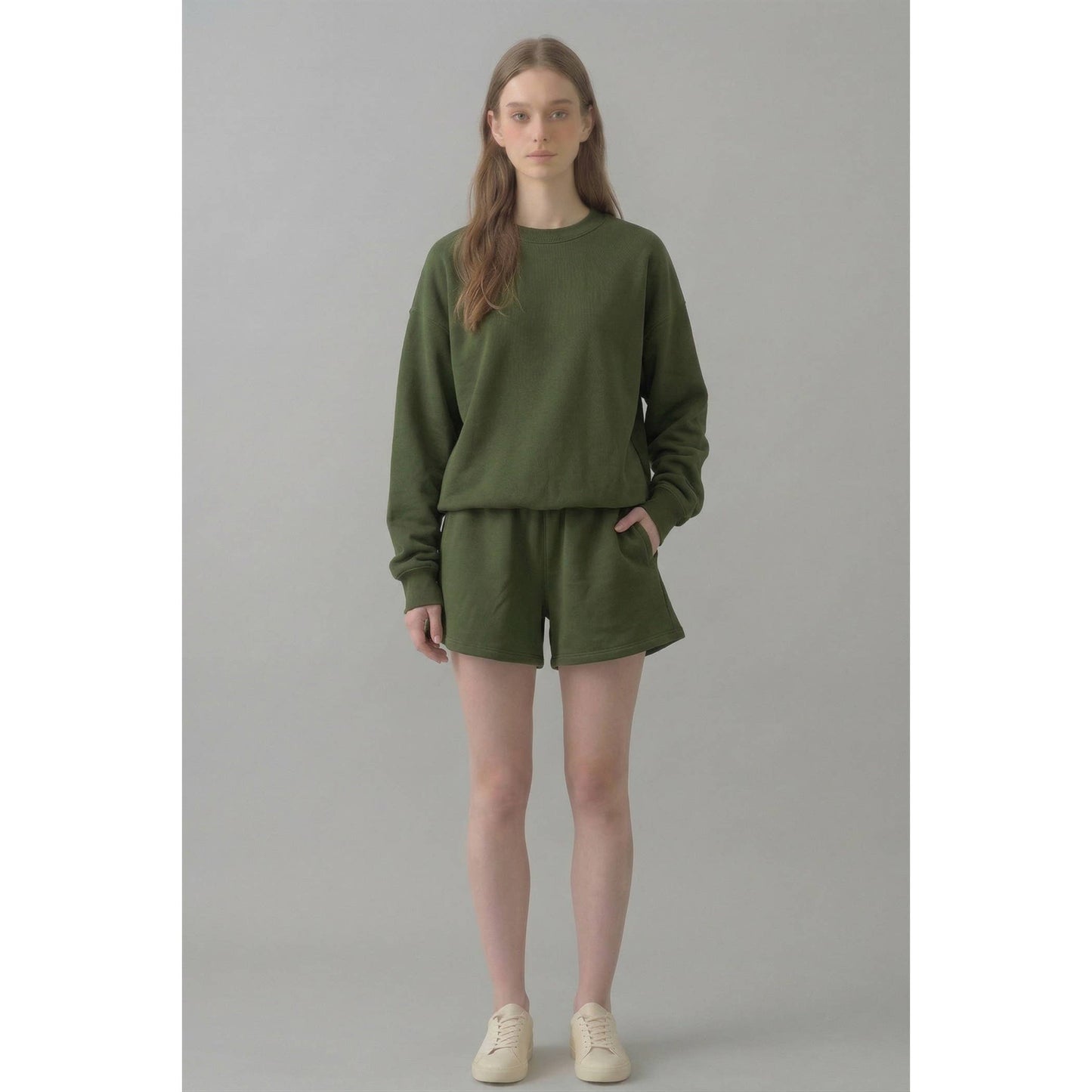 Cropped Cotton Terry Crewneck Sweatshirt