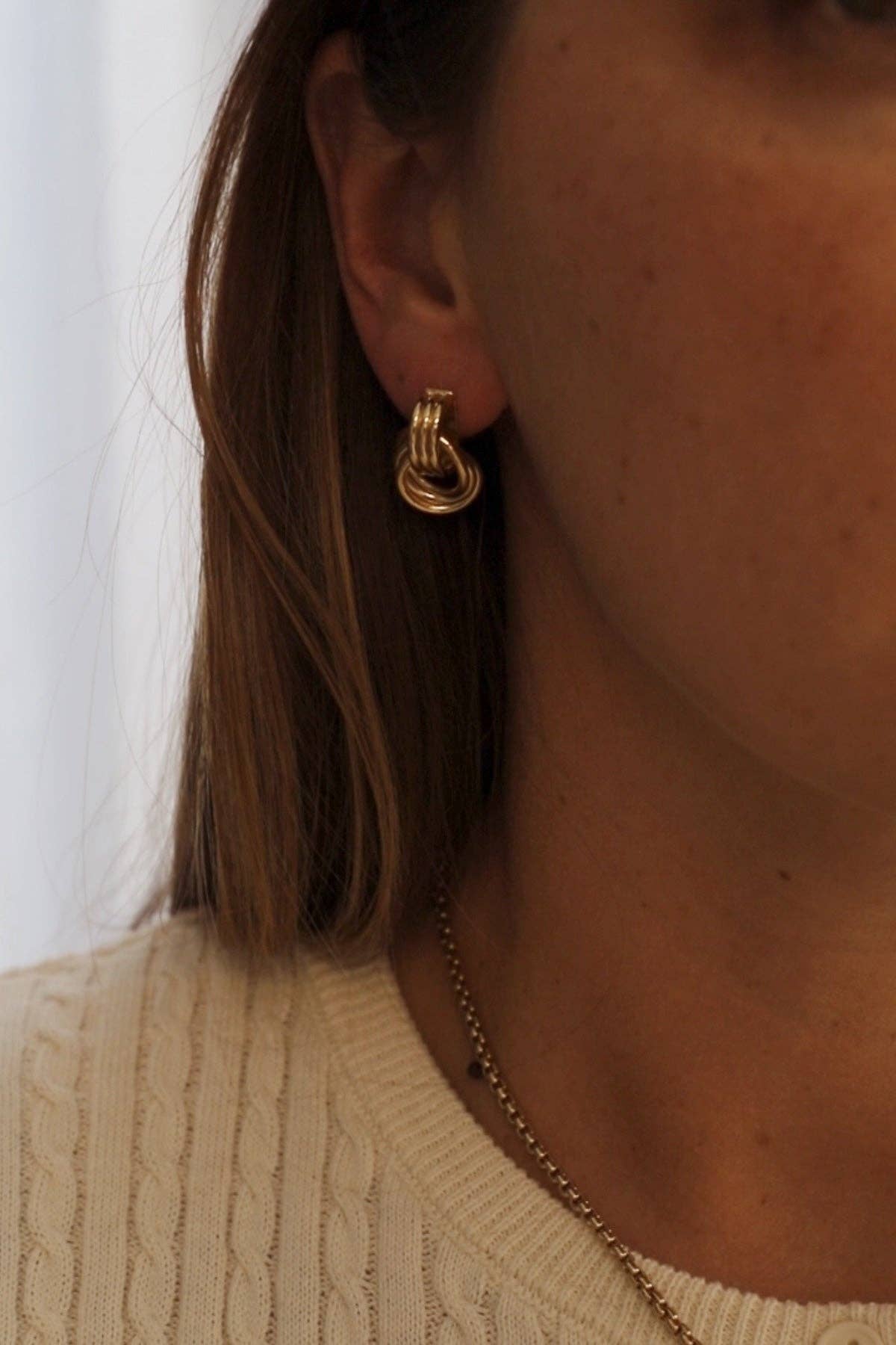 Gold Triple Knot Stud Earrings