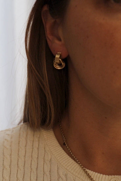 Gold Triple Knot Stud Earrings