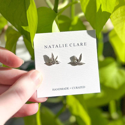 Silver Hummingbird Stud Earrings