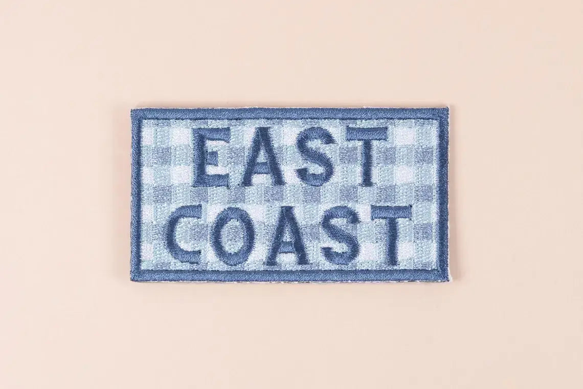 East Coast Blue Gingham Embroidered Iron On Patch