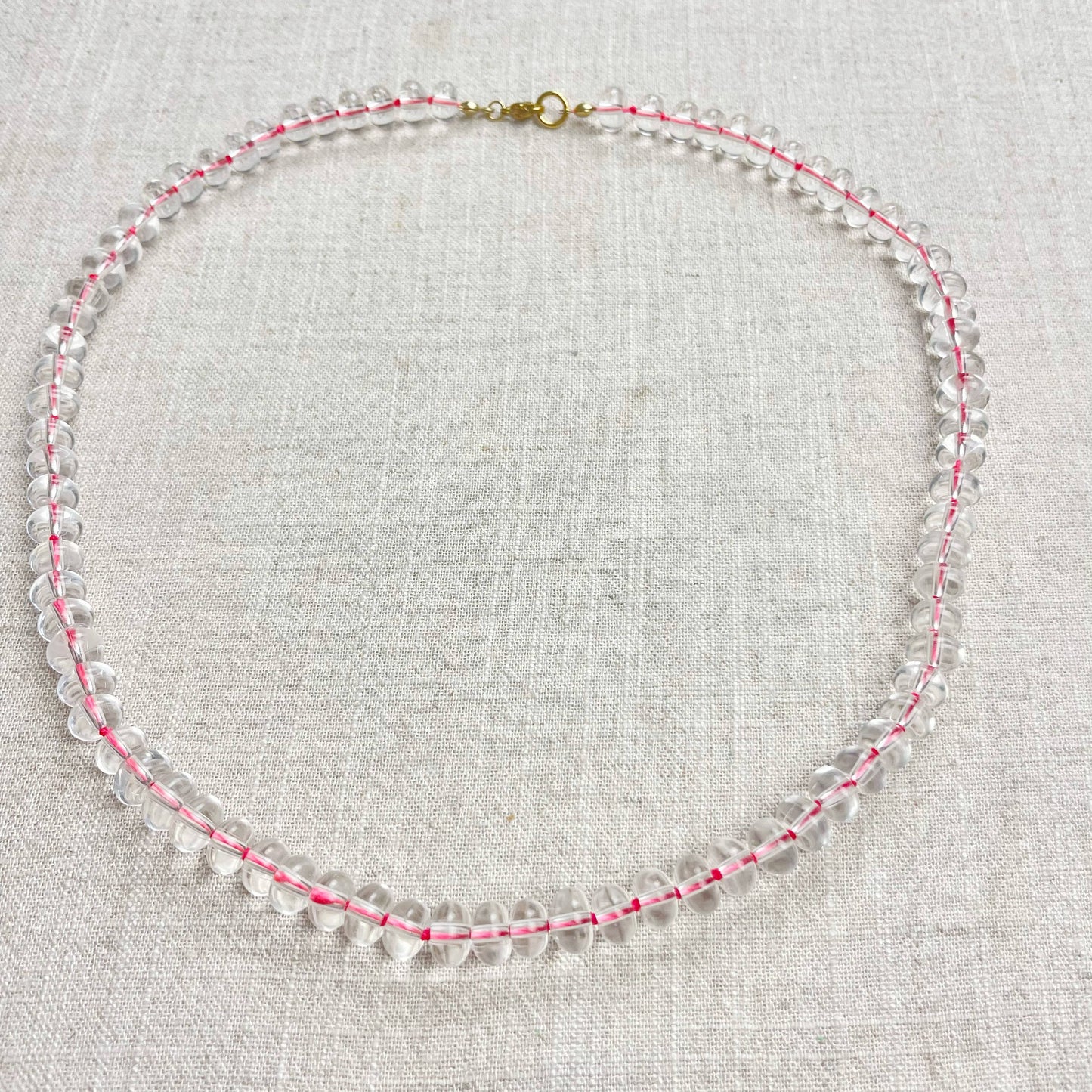 Clear Glass Hand-knotted Beaded Necklace