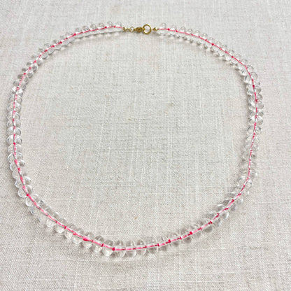 Clear Glass Hand-knotted Beaded Necklace