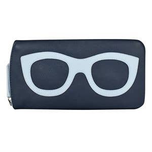 Leather Eyeglass Case with Eyeglass Frame Graphic RFID