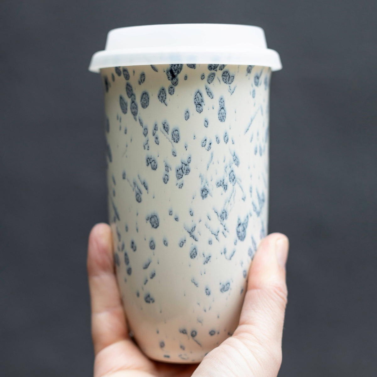 Orchid Speckled Ceramic Travel Mug with Lid, 16 oz