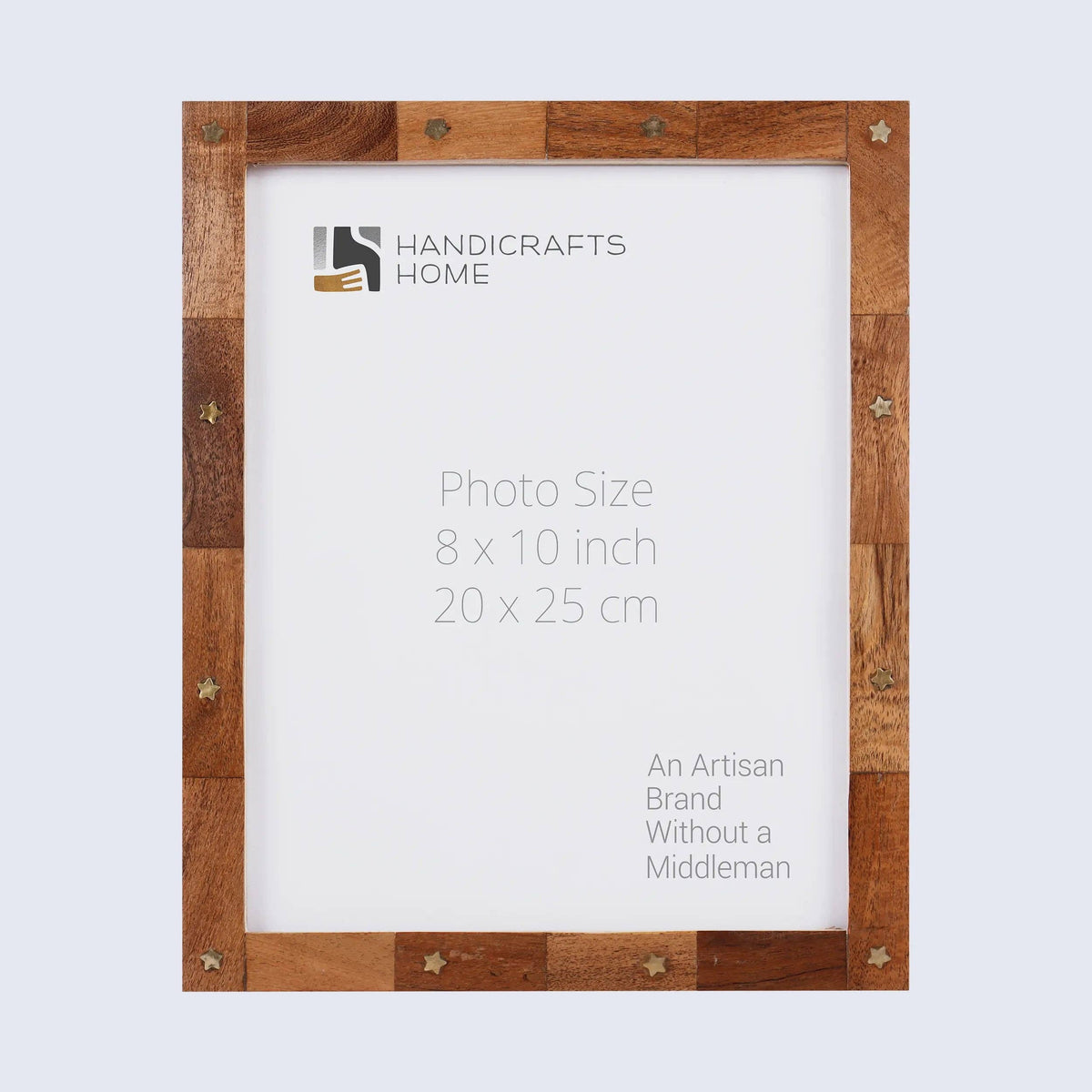 Handmade Wood Picture Frame with Brass Inlay