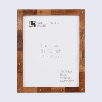 Handmade Wood Picture Frame with Brass Inlay