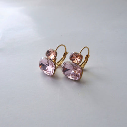 Blush Aura Pink Stone Drop Earrings Gold Plated