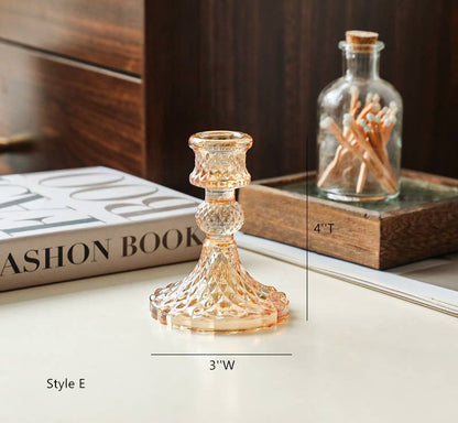 Amber Glass Taper Candle Holder