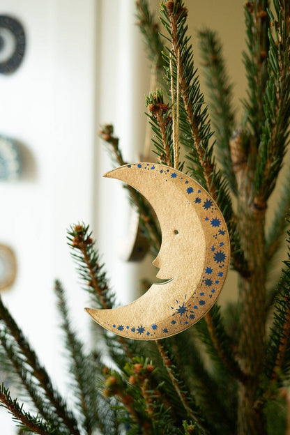 Shimmering Man on the Moon Paper Ornament