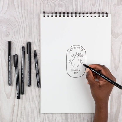 Tombow MONO Black Drawing Pen Six Tip Sizes