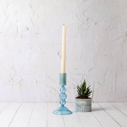 Wisteria Blue Glass Candleholder