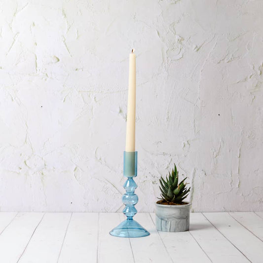 Wisteria Blue Glass Candleholder