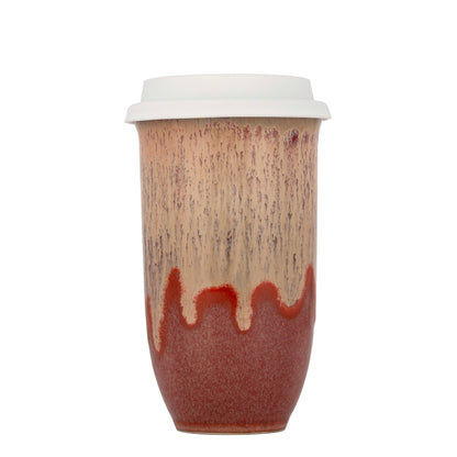 Jupiter Red Ceramic Travel Mug with Lid, 16 oz