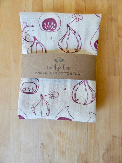 Fig, Handprinted Cotton Kitchen Towel