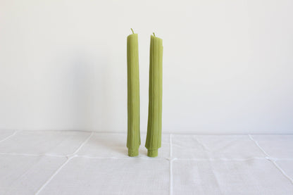 Celery Beeswax Taper Candles Handmade