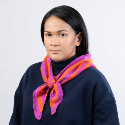 Simple Stripe Knit Triangle Scarf Neckerchief