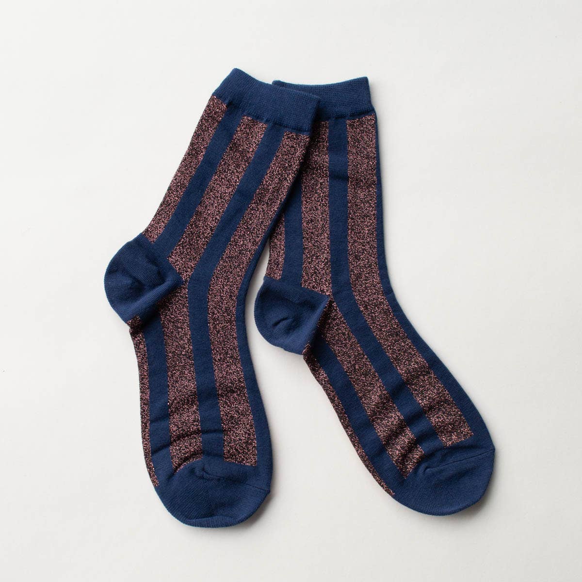 Glitter Vertical Striped Crew Socks