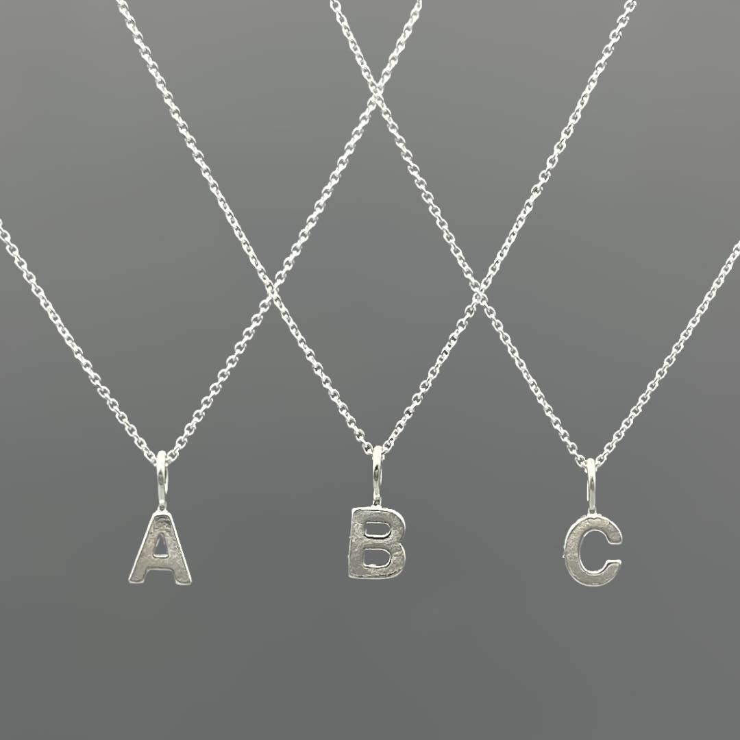 Sterling Silver Block-Letter Initial Necklace