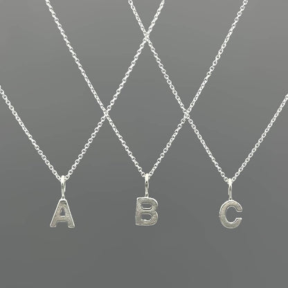 Sterling Silver Block-Letter Initial Necklace
