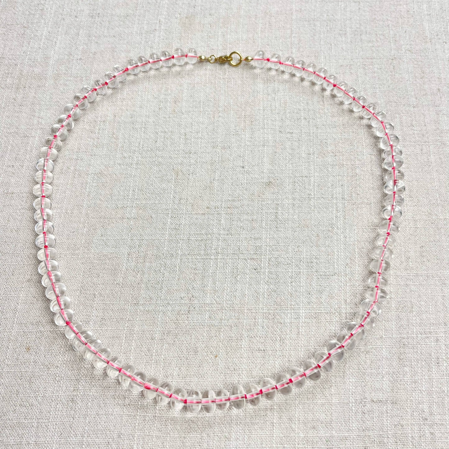 Clear Glass Hand-knotted Beaded Necklace