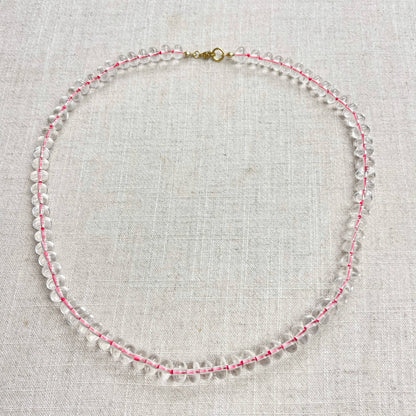 Clear Glass Hand-knotted Beaded Necklace