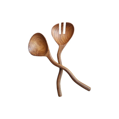Wavy Teak Serving Spoons