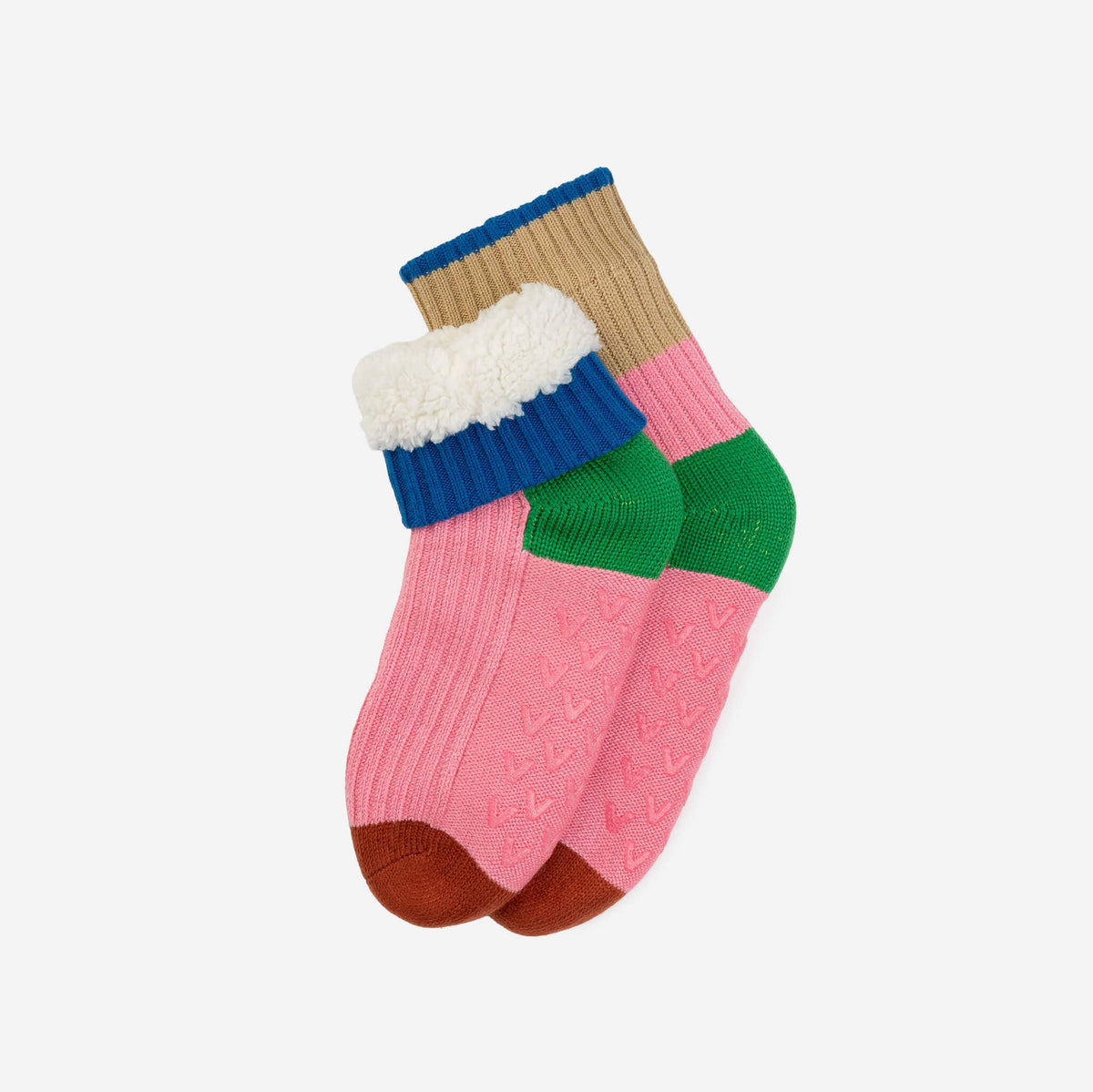 Minima Fleece Lined Knit House Socks Colorblock