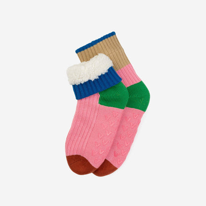 Minima Fleece Lined Knit House Socks Colorblock
