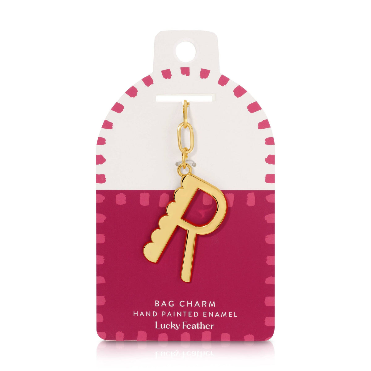 Initial R Enamel Bag Charm Keychain