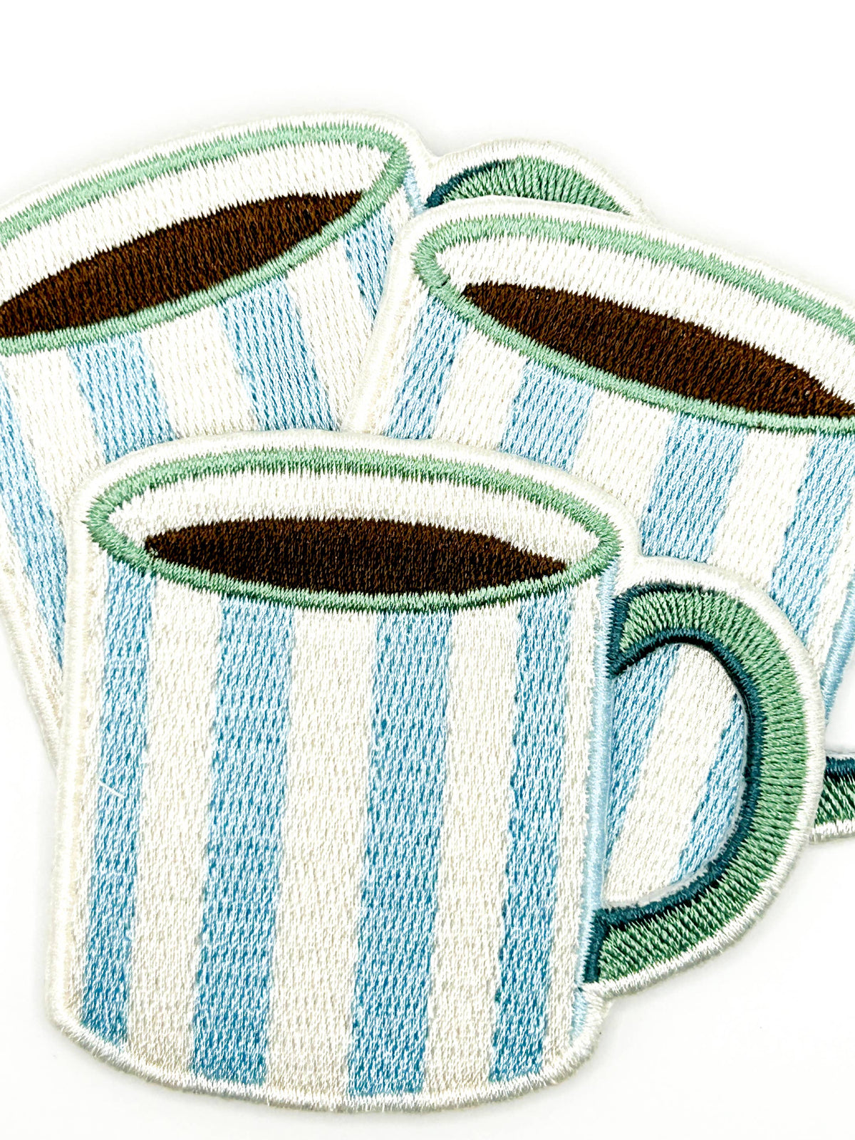 Striped Coffee Mug Embroidered Iron On Patch
