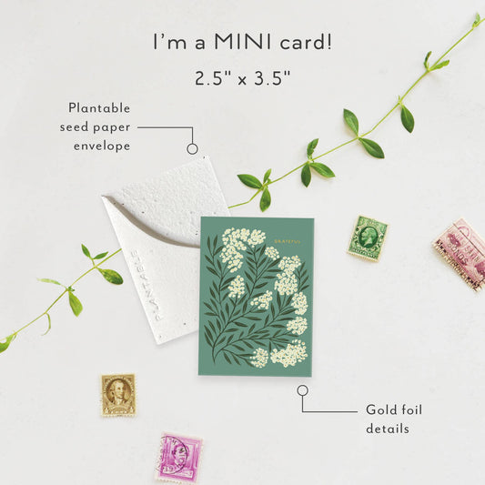 Grateful Sprout Mini Thank You Card, Plantable