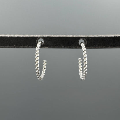 Sterling Silver Twisted Rope Huggie Hoops