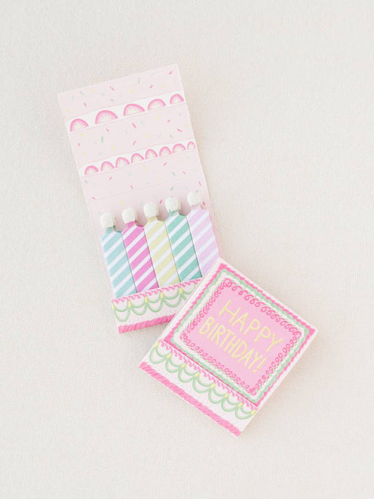 Happy Birthday Vintage Cake Printed 10 Stem Matchbooks