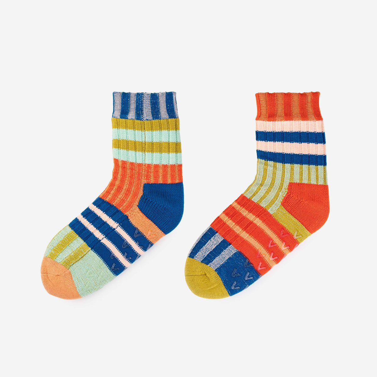 Patchwork Stripe Fleece Lined Knit House Socks