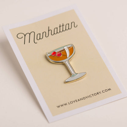 Tiny Manhattan Cocktail Enamel Lapel Pin