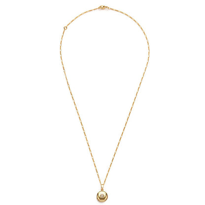 Small Round Locket Necklace, Czech Crystal