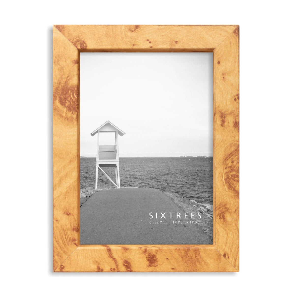 Burl Wood Finish Picture Frame with Real Glass