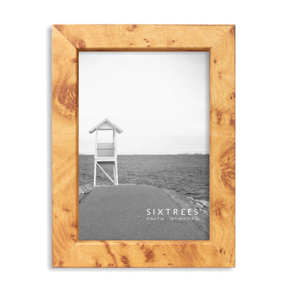 Burl Wood Finish Picture Frame with Real Glass