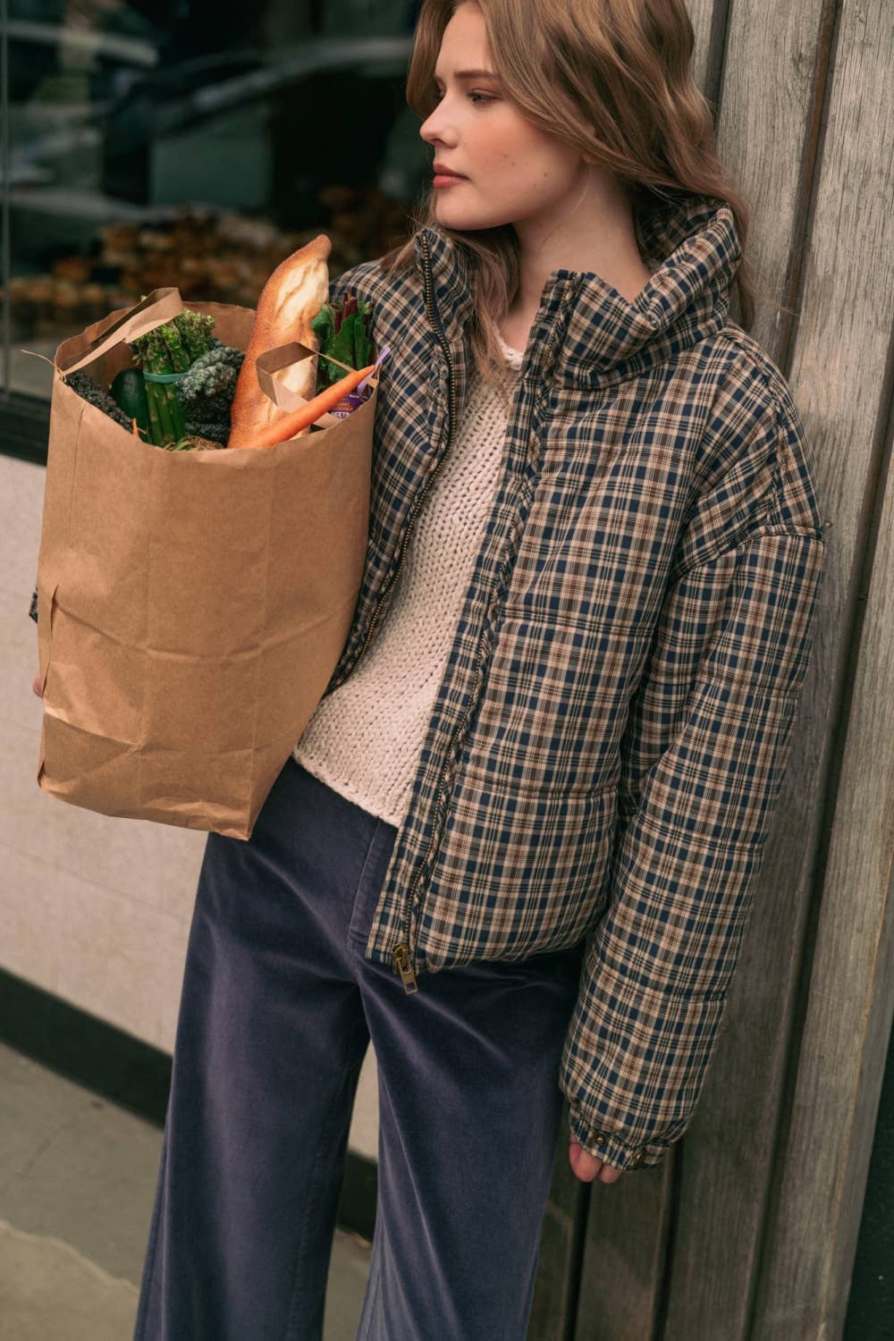 Corduroy Straight Leg Pants Denim Blue