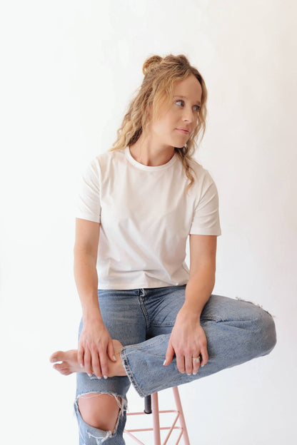 Boxy Crop Tee, White