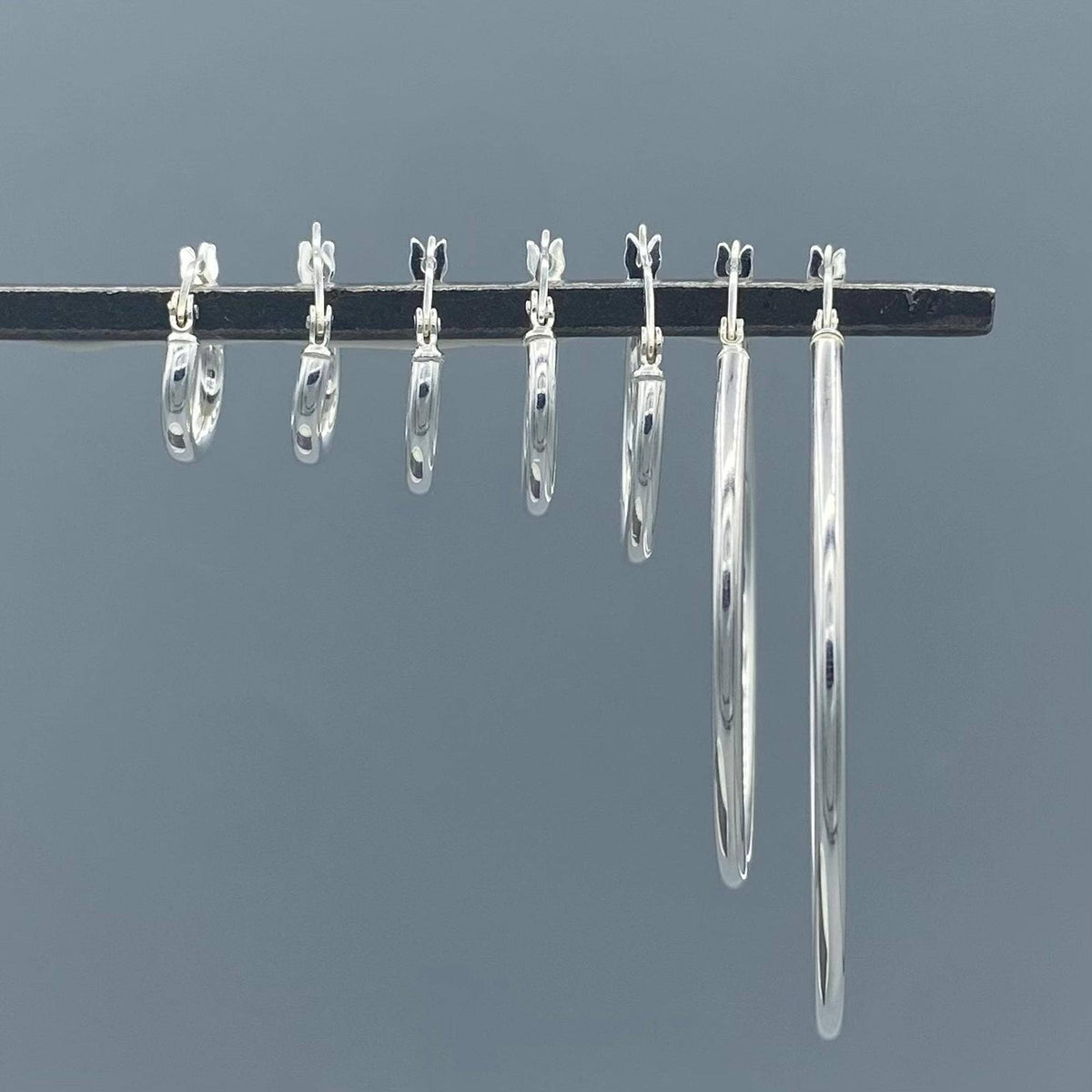 2mm Sterling Silver Tube Hoop Earrings