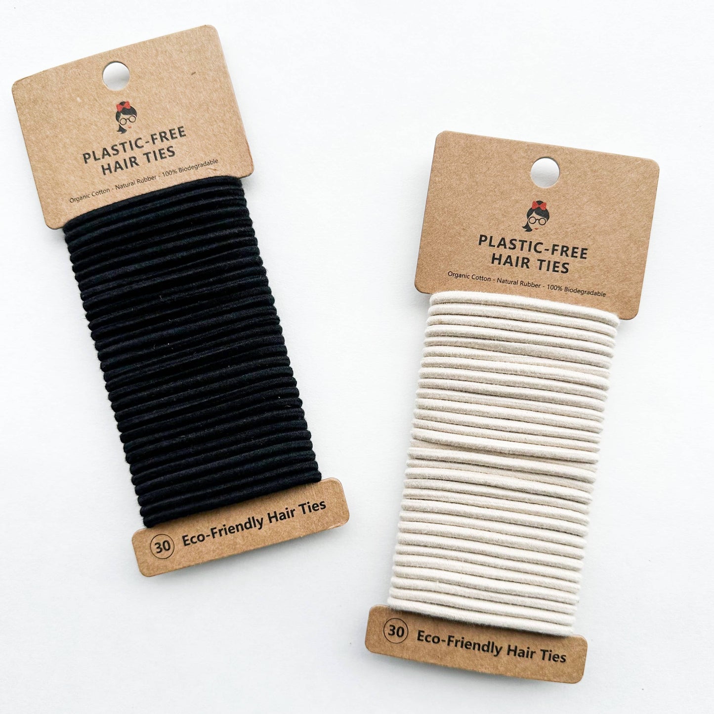 Organic Cotton Natural Rubber Hair Ties Plastic Free