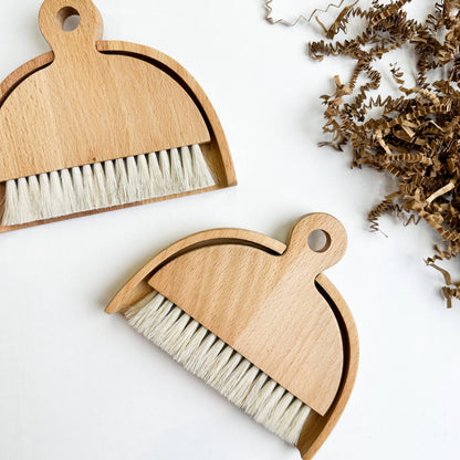 Wooden Mini Broom and Dustpan Set