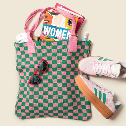 Pink and Green Checkered Everyday Tote Bag