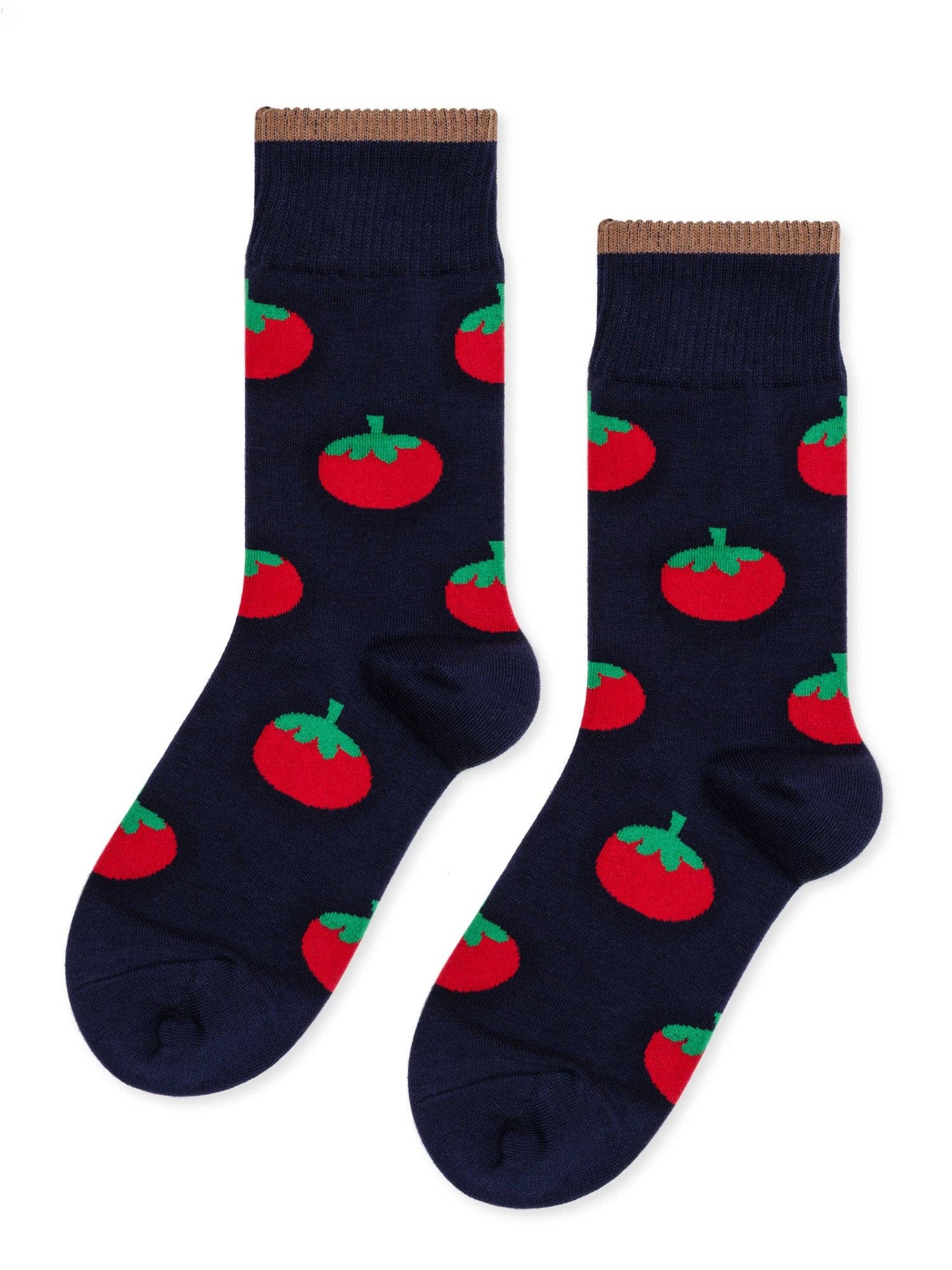 Tomato Ribbed Cuff Crew Socks