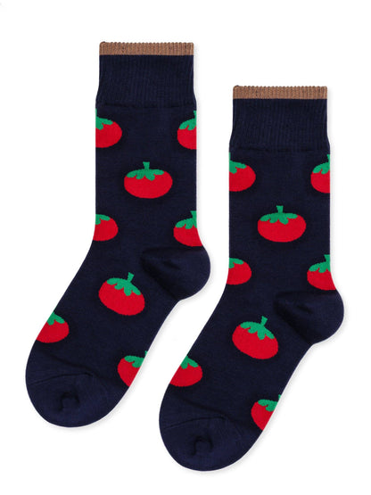 Tomato Ribbed Cuff Crew Socks