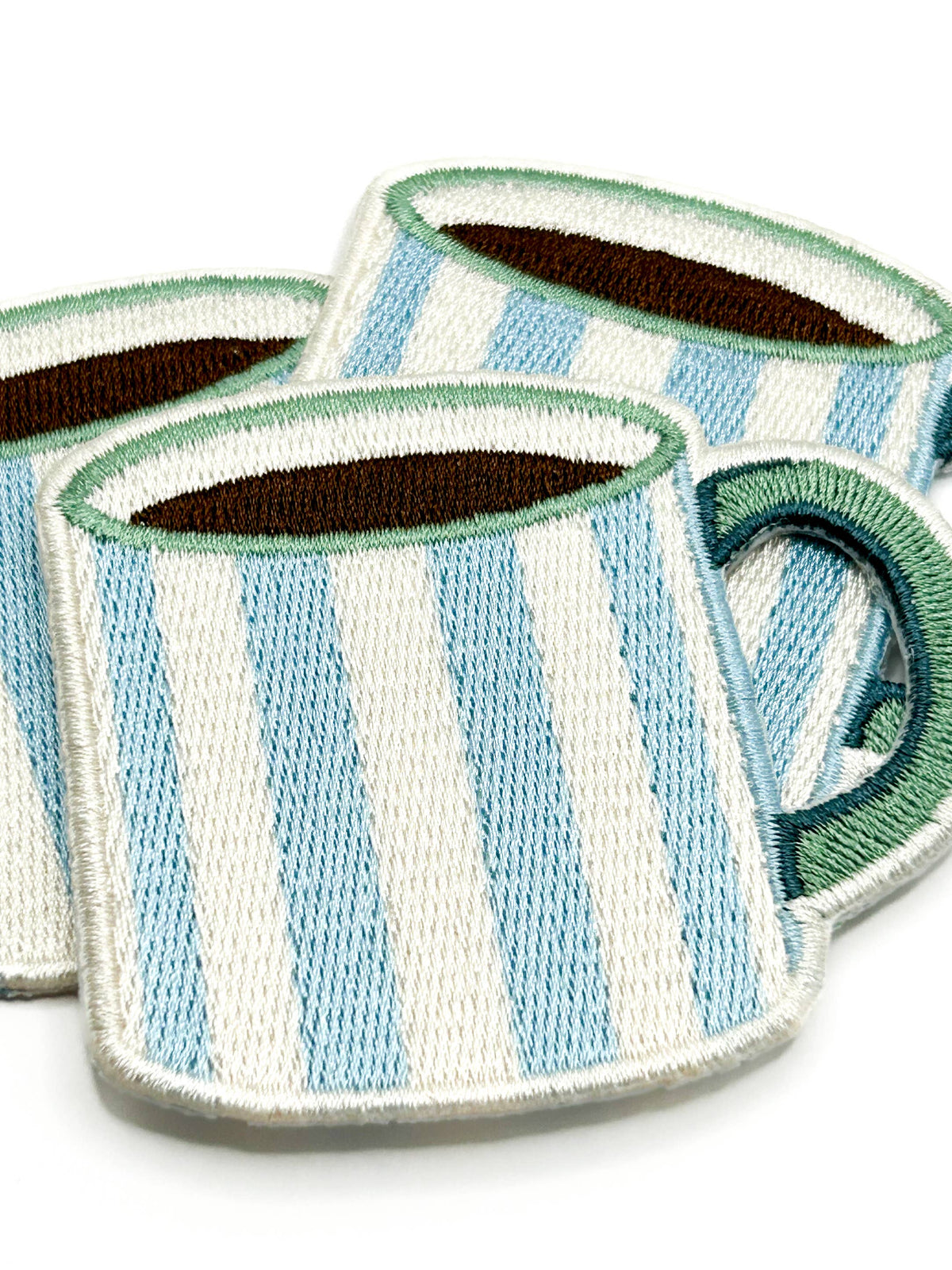 Striped Coffee Mug Embroidered Iron On Patch