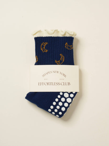 Croissant Ruffle Grip Socks Organic Cotton